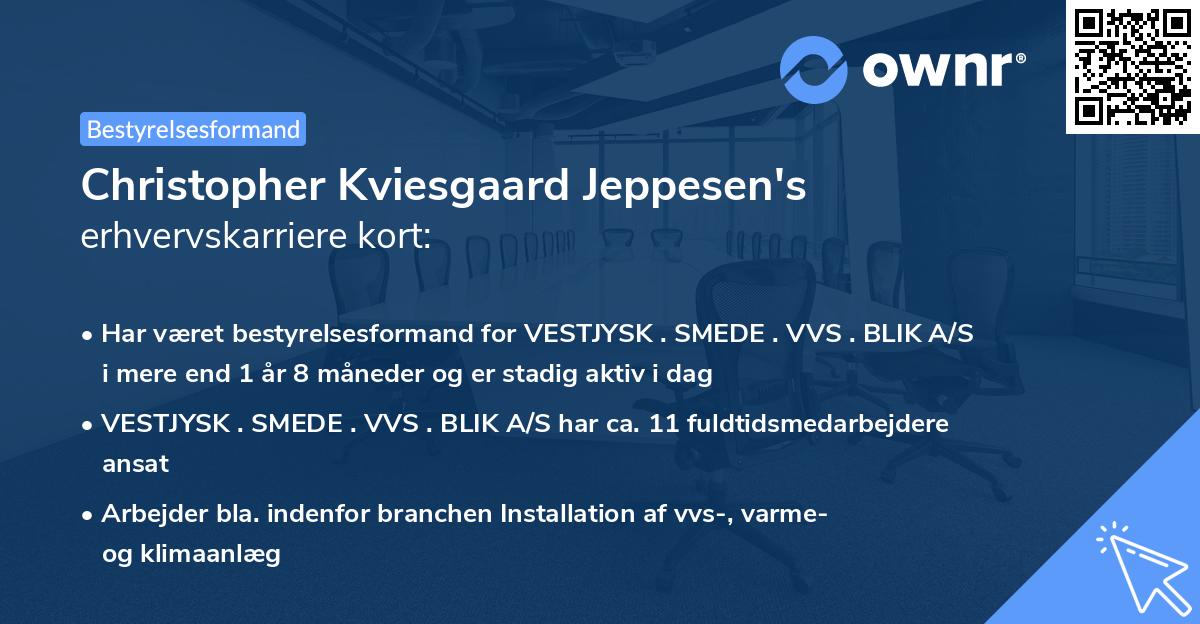 Christopher Kviesgaard Jeppesen's erhvervskarriere kort