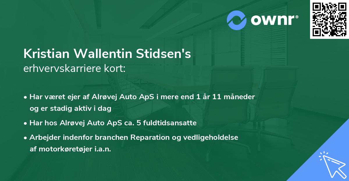 Kristian Wallentin Stidsen's erhvervskarriere kort