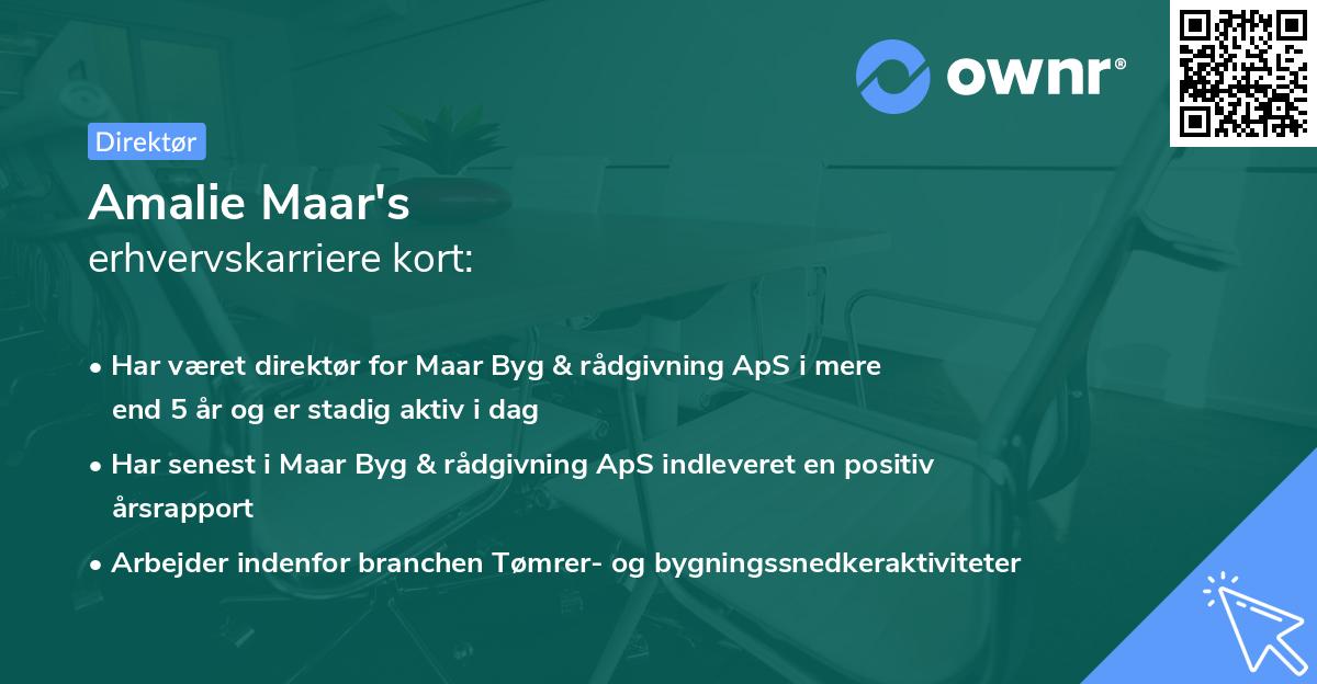 Amalie Maar's erhvervskarriere kort