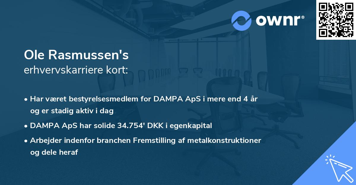 Ole Rasmussen's erhvervskarriere kort