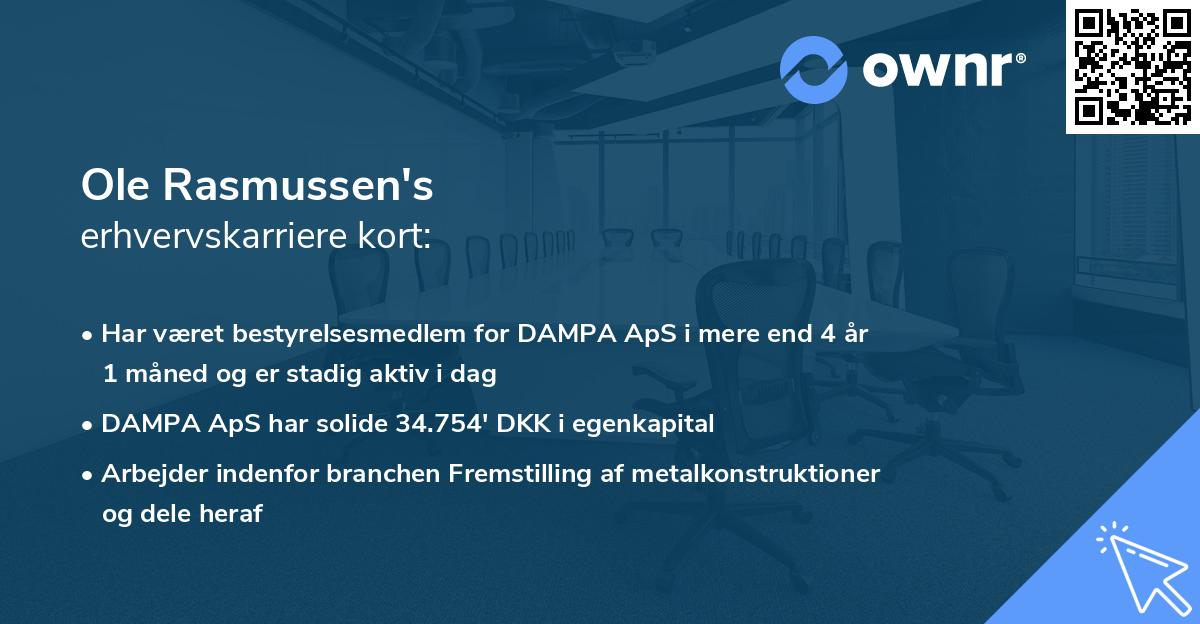 Ole Rasmussen's erhvervskarriere kort