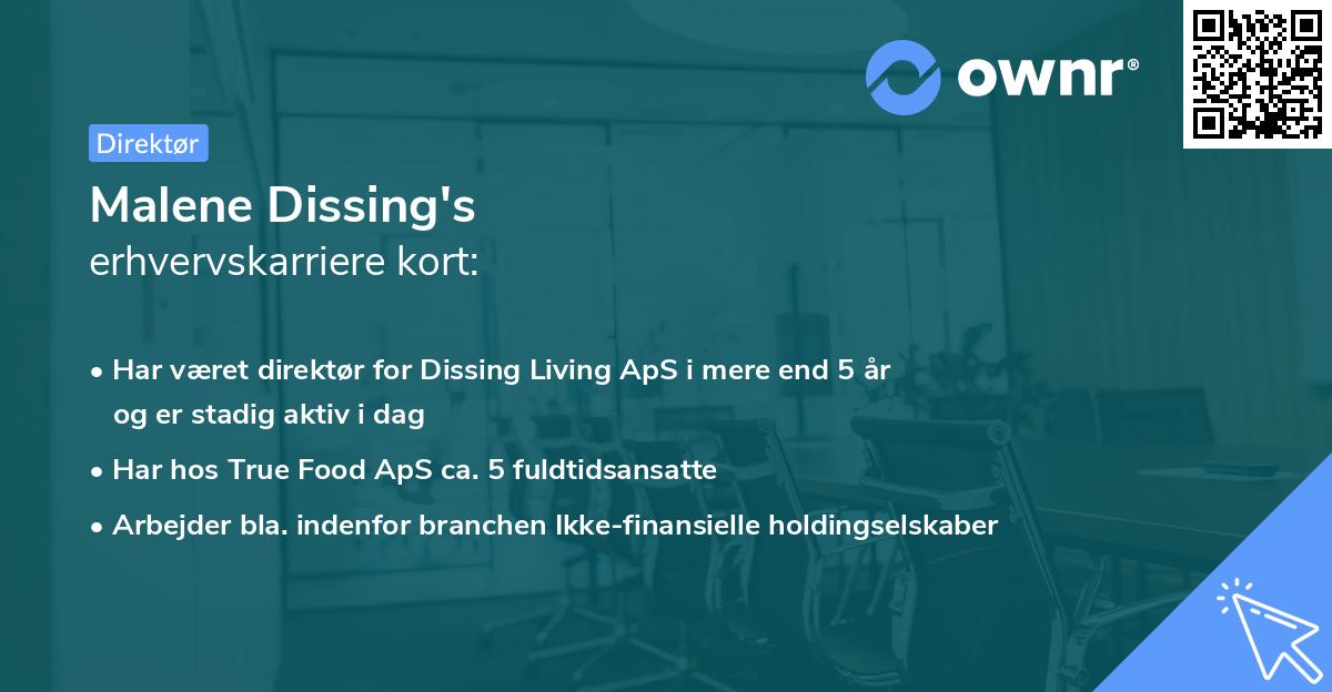 Malene Dissing's erhvervskarriere kort