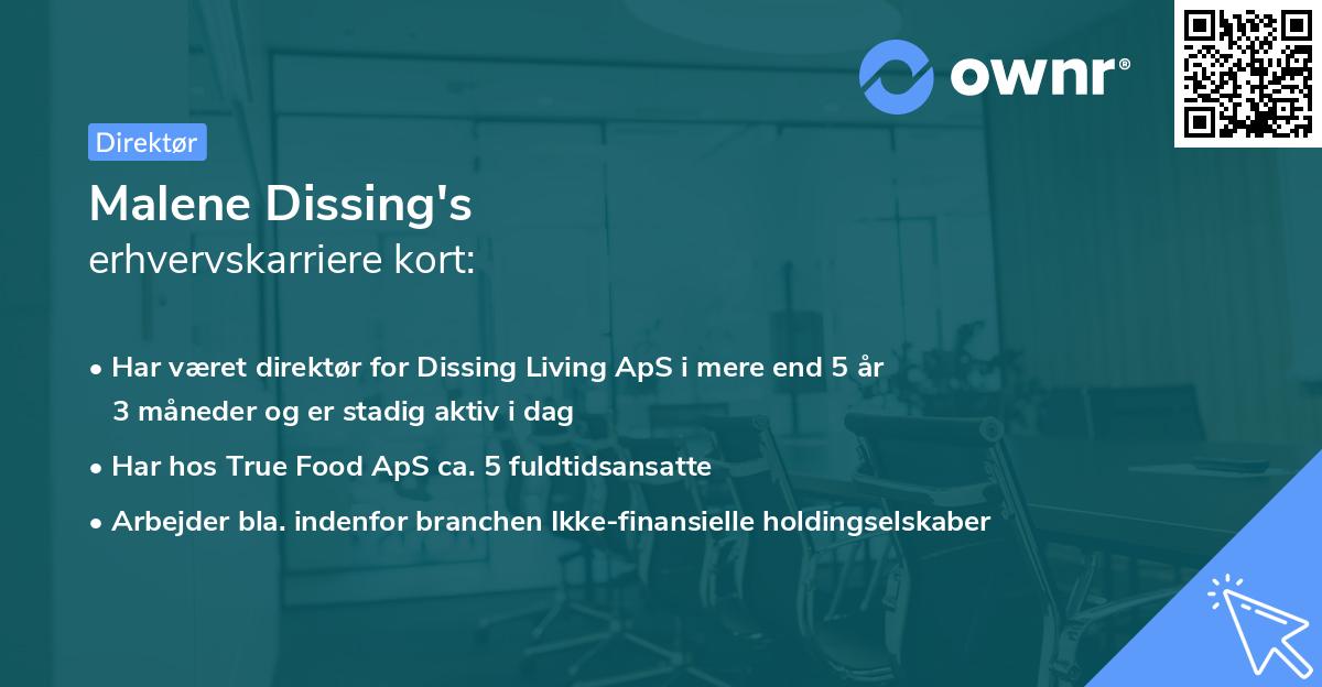 Malene Dissing's erhvervskarriere kort
