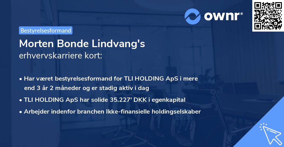 Morten Bonde Lindvang's erhvervskarriere kort