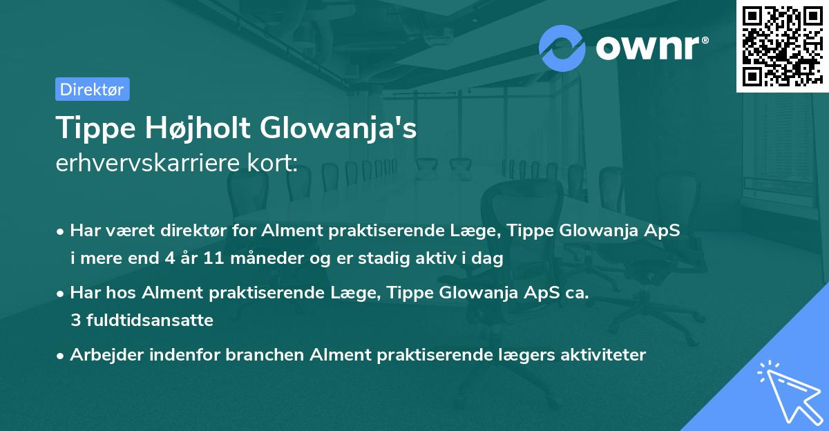 Tippe Højholt Glowanja's erhvervskarriere kort