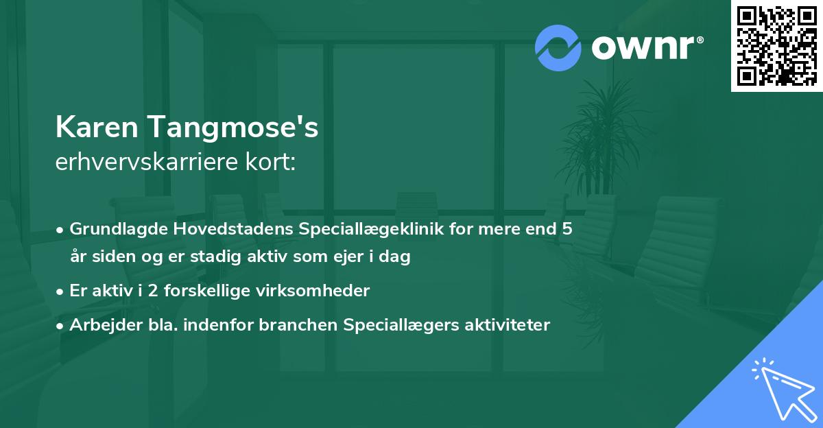 Karen Tangmose's erhvervskarriere kort