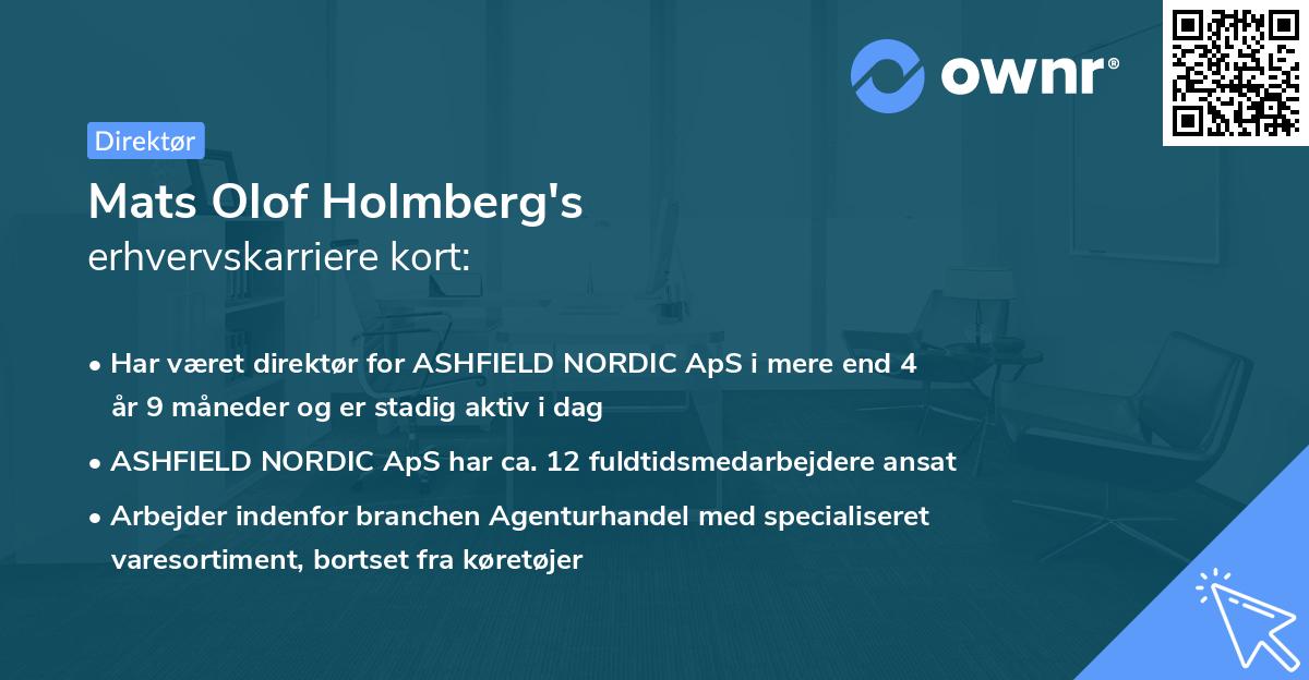 Mats Olof Holmberg's erhvervskarriere kort