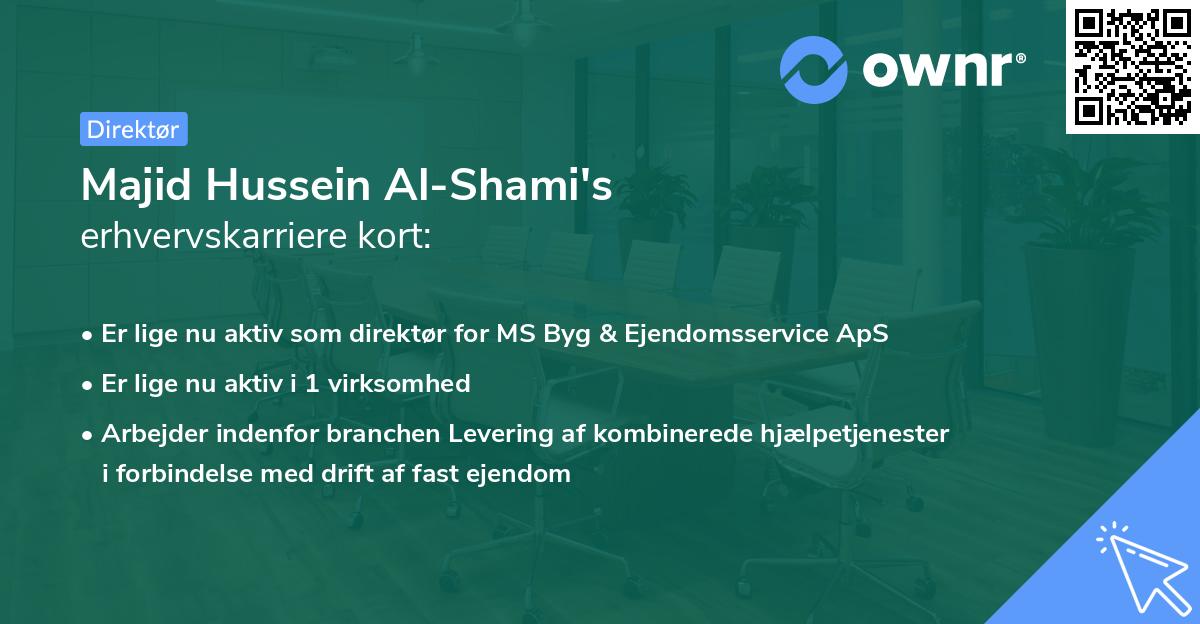 Majid Hussein Al-Shami's erhvervskarriere kort
