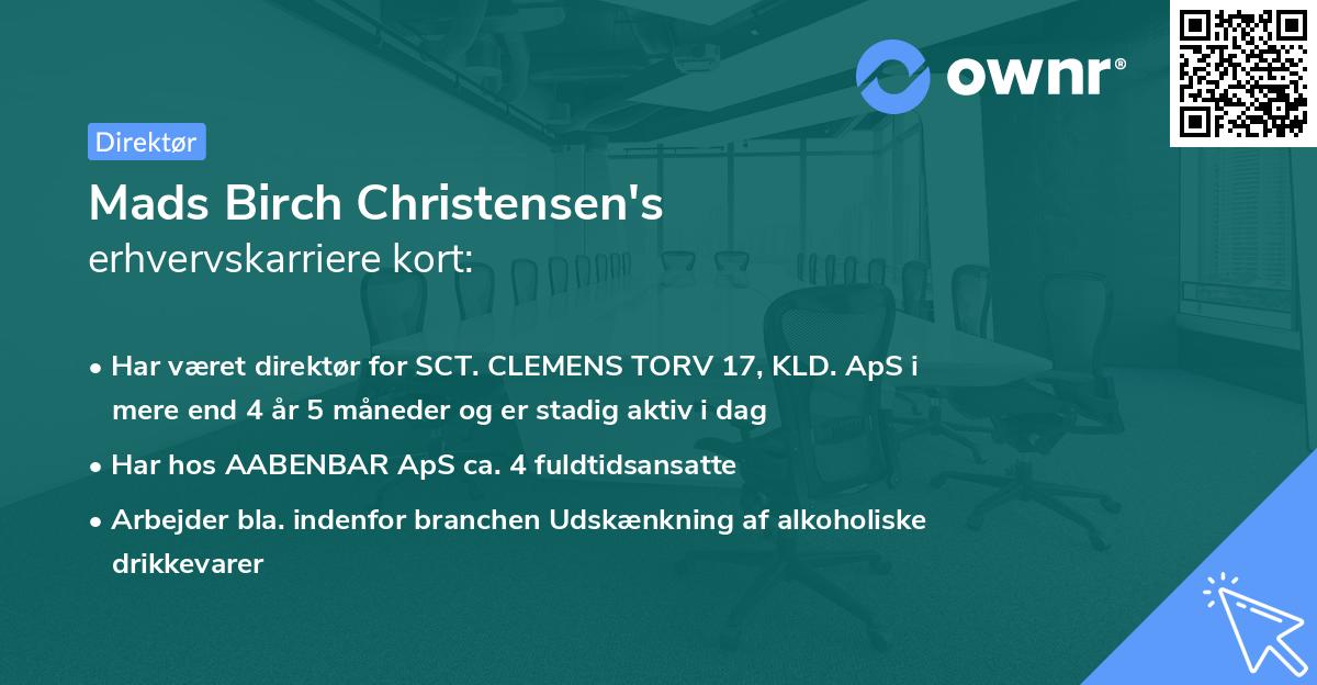 Mads Birch Christensen's erhvervskarriere kort