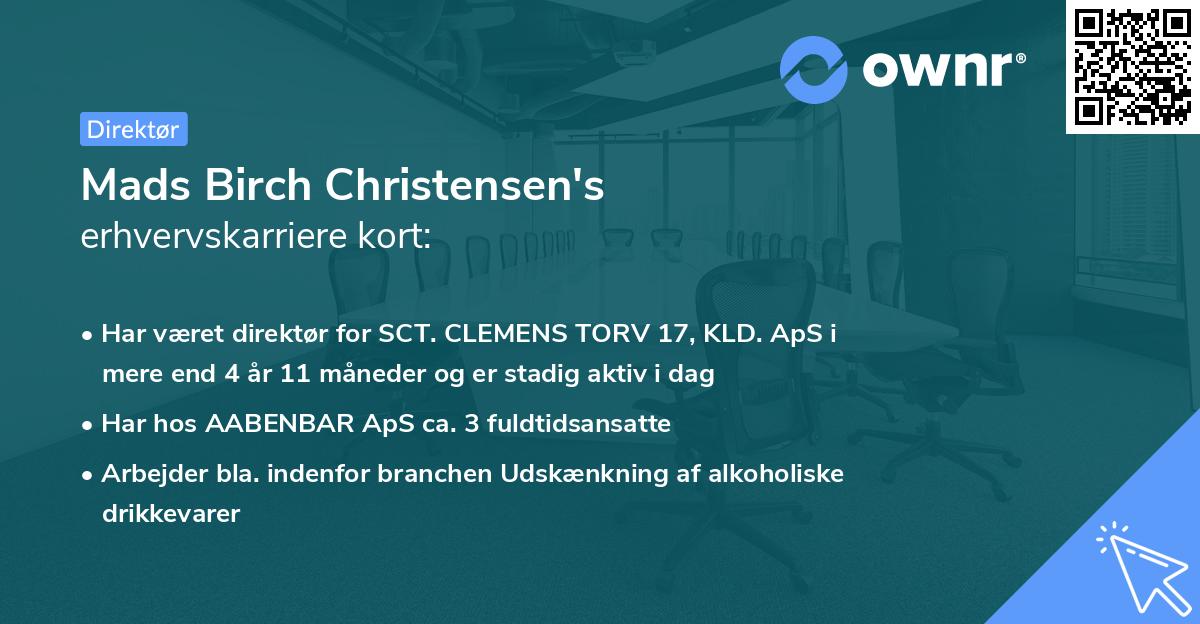 Mads Birch Christensen's erhvervskarriere kort