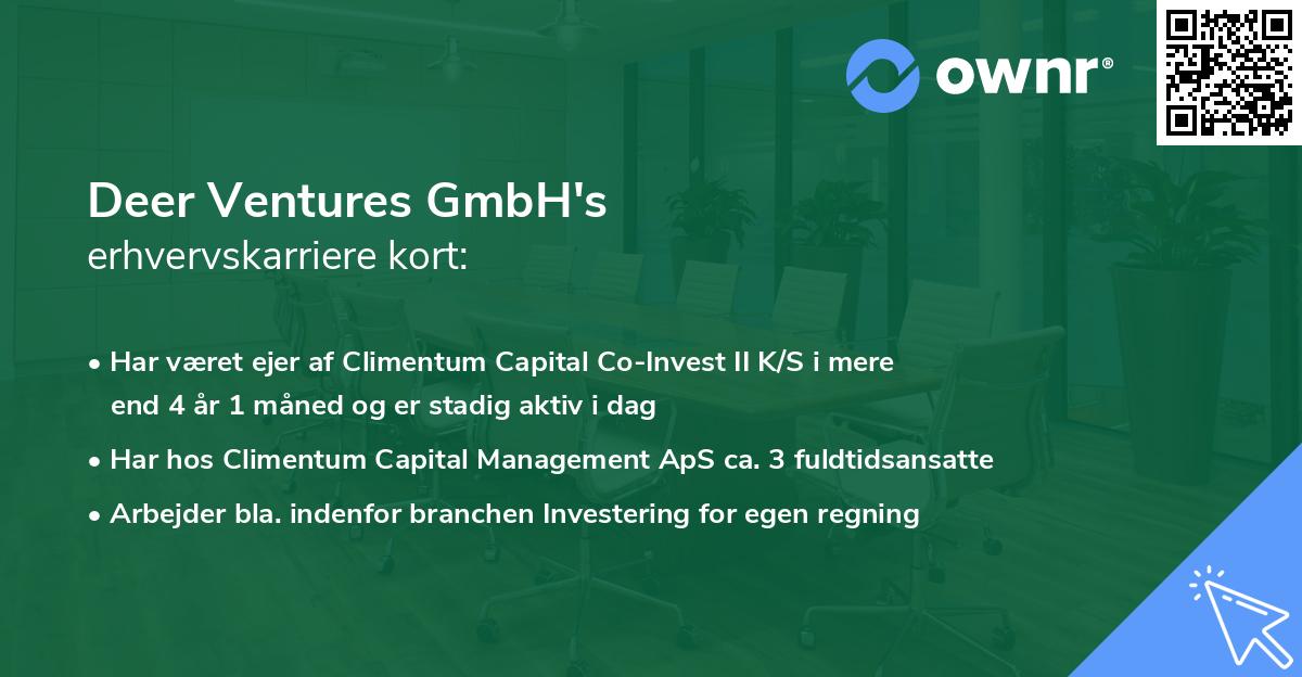 Deer Ventures GmbH's erhvervskarriere kort