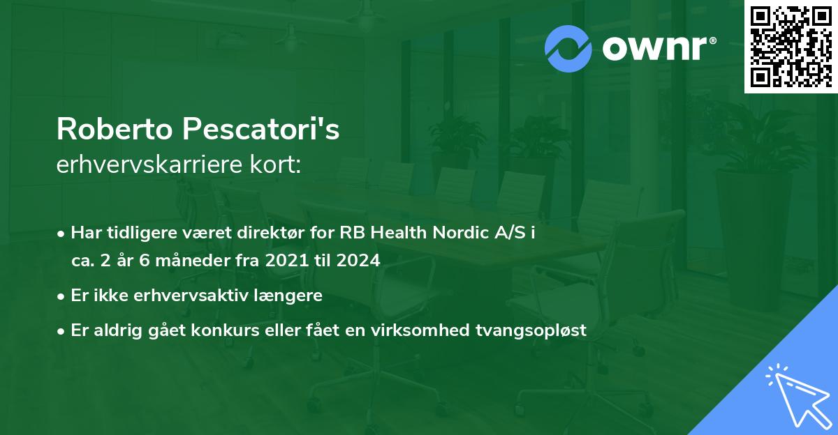 Roberto Pescatori's erhvervskarriere kort