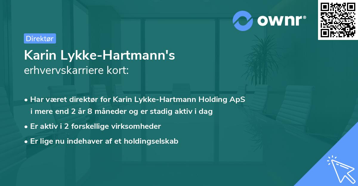 Karin Lykke-Hartmann's erhvervskarriere kort