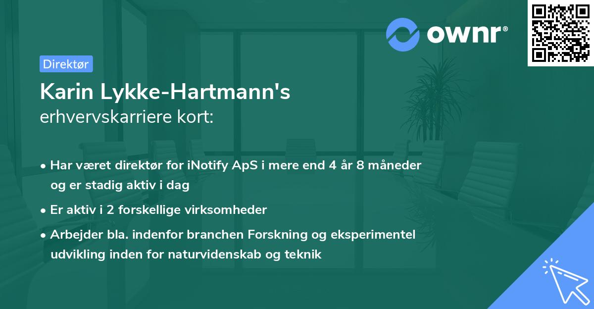 Karin Lykke-Hartmann's erhvervskarriere kort