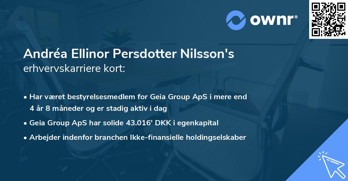 Andréa Ellinor Persdotter Nilsson's erhvervskarriere kort