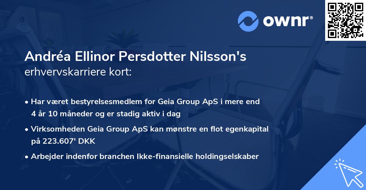 Andréa Ellinor Persdotter Nilsson's erhvervskarriere kort