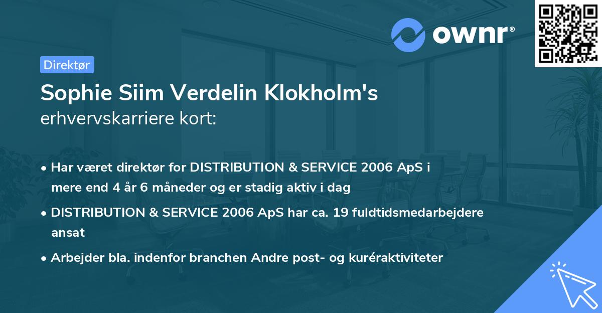 Sophie Siim Verdelin Klokholm's erhvervskarriere kort