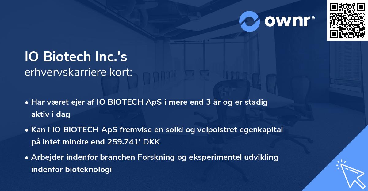 IO Biotech Inc.'s erhvervskarriere kort