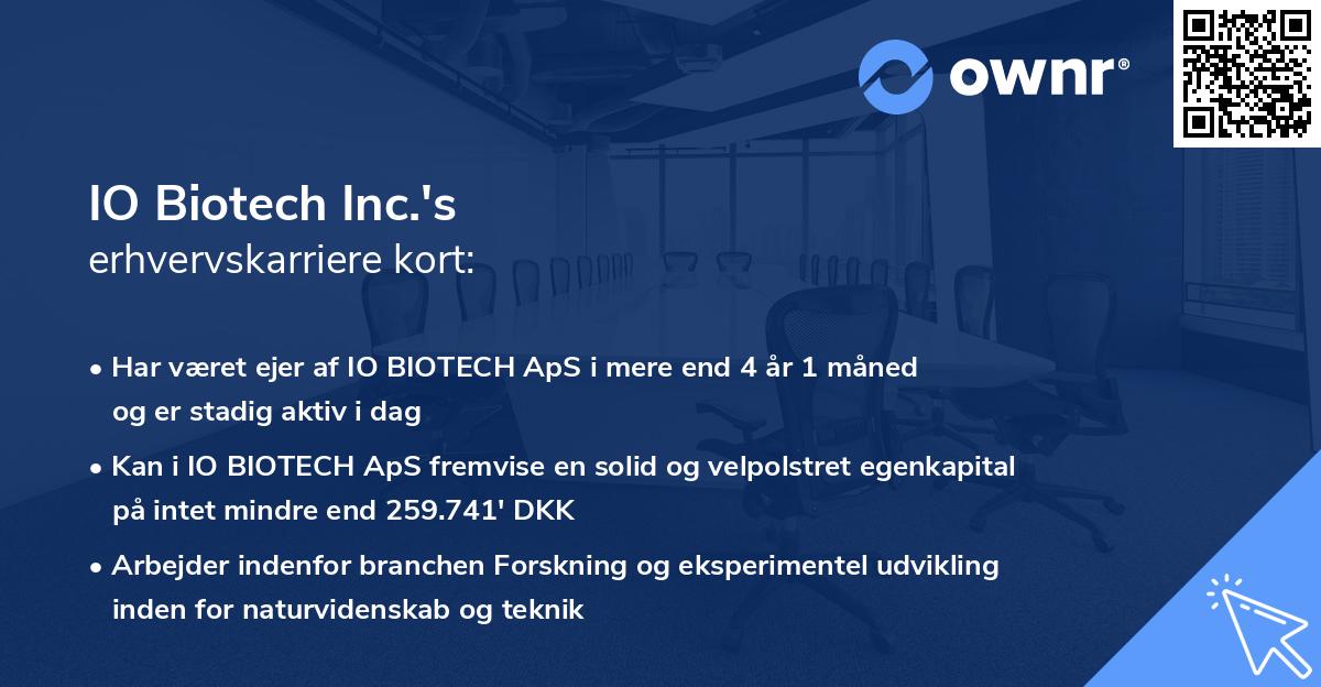 IO Biotech Inc.'s erhvervskarriere kort