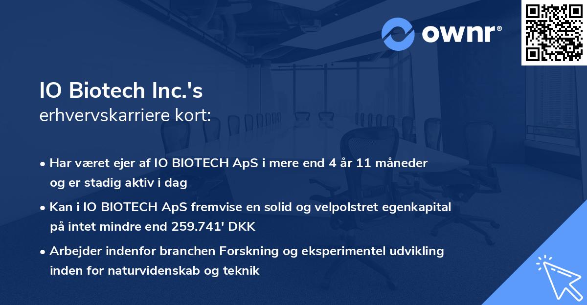 IO Biotech Inc.'s erhvervskarriere kort