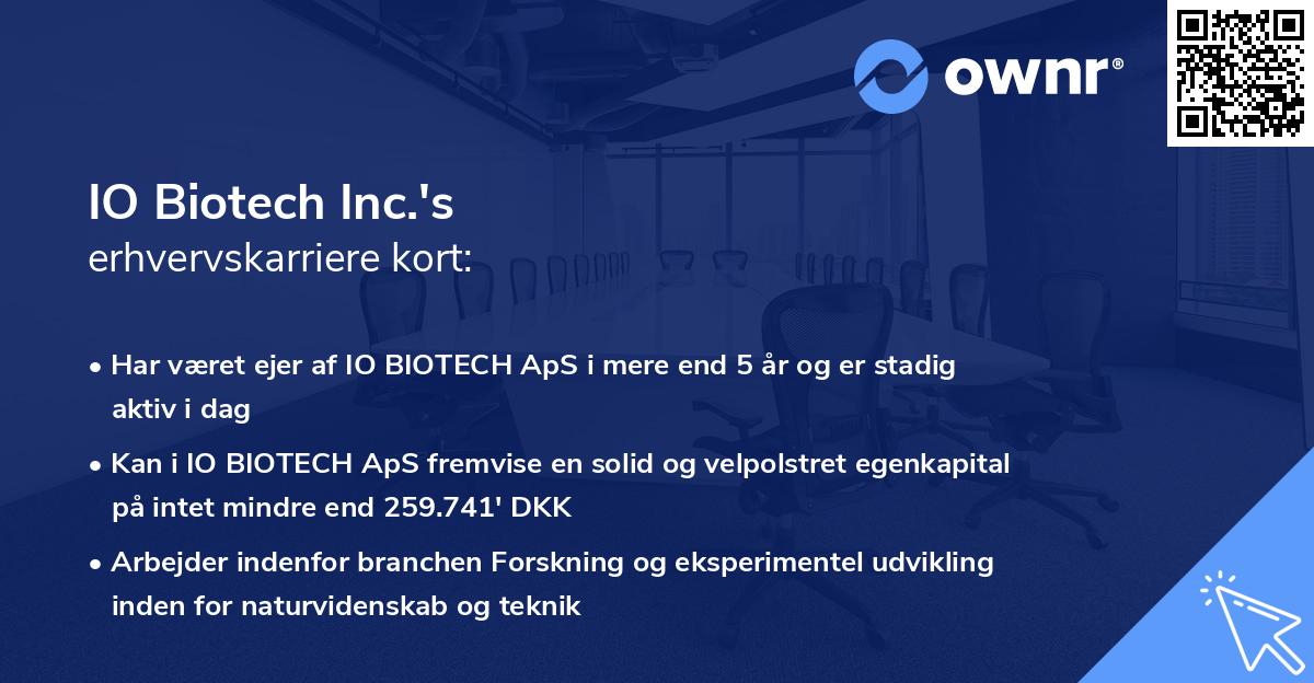 IO Biotech Inc.'s erhvervskarriere kort