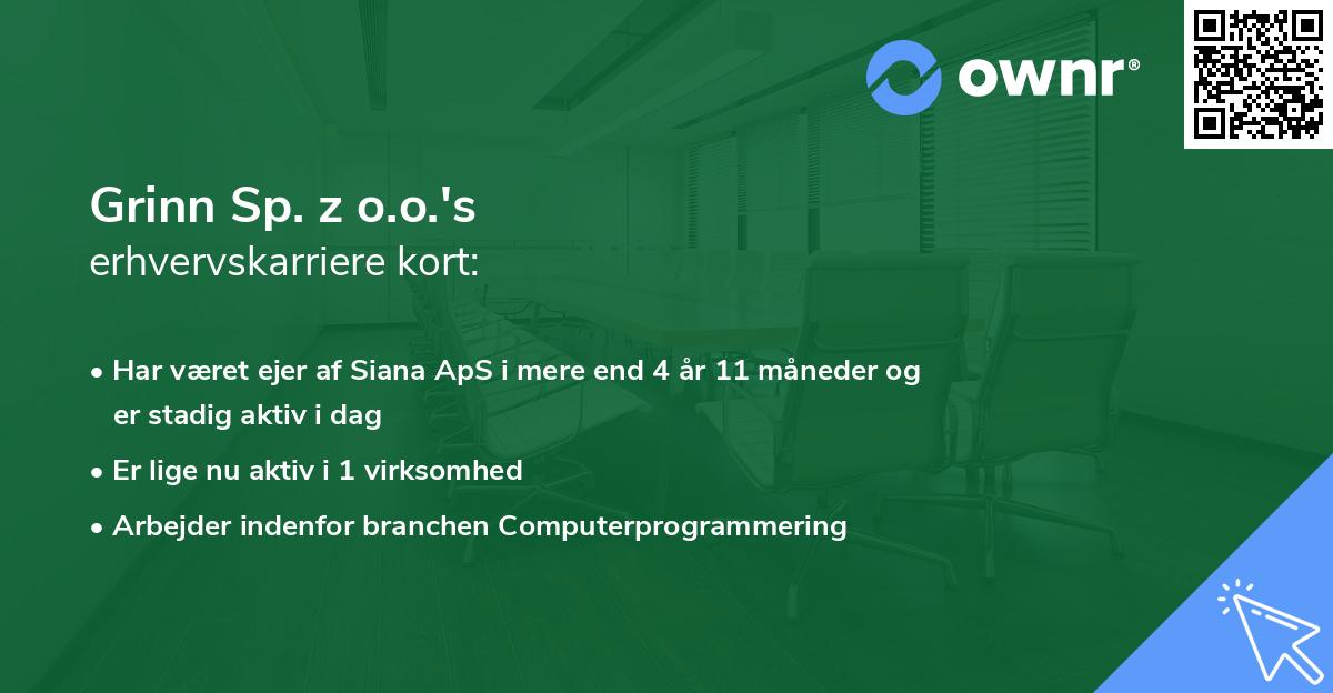 Grinn Sp. z o.o.'s erhvervskarriere kort
