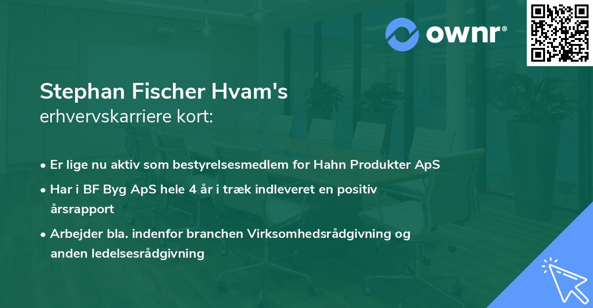 Stephan Fischer Hvam's erhvervskarriere kort