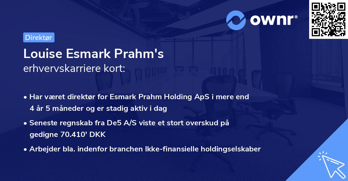 Louise Esmark Prahm's erhvervskarriere kort