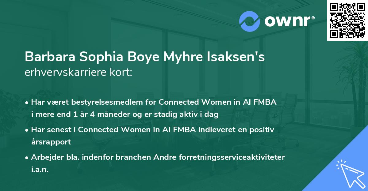 Barbara Sophia Boye Myhre Isaksen's erhvervskarriere kort