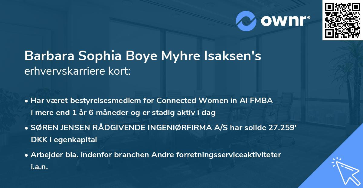 Barbara Sophia Boye Myhre Isaksen's erhvervskarriere kort