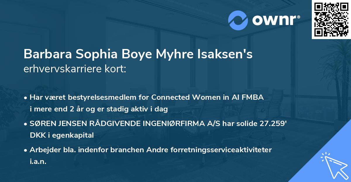 Barbara Sophia Boye Myhre Isaksen's erhvervskarriere kort