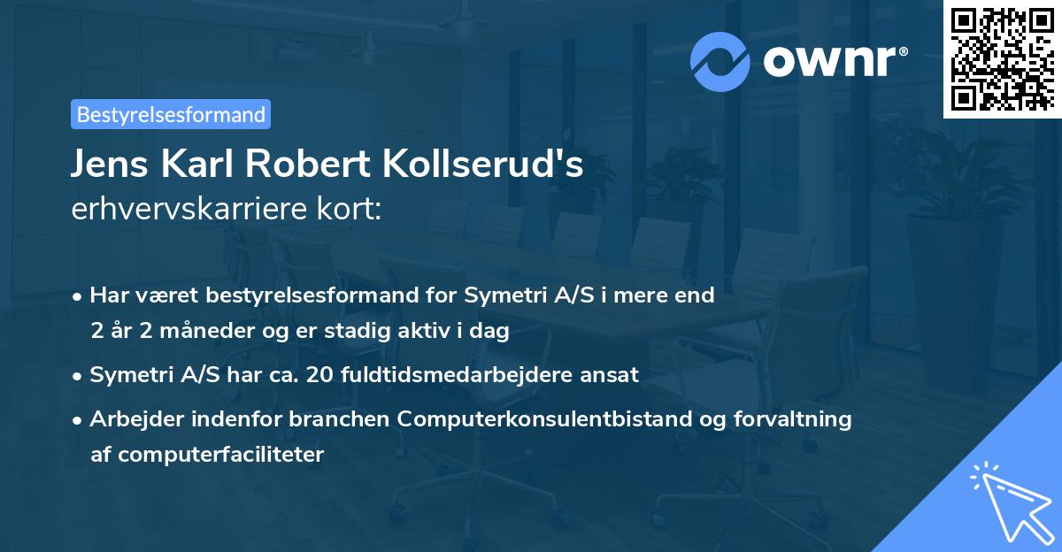 Jens Karl Robert Kollserud's erhvervskarriere kort