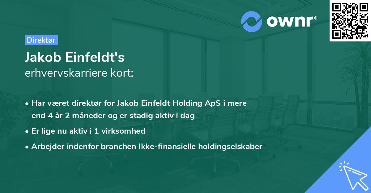 Jakob Einfeldt's erhvervskarriere kort