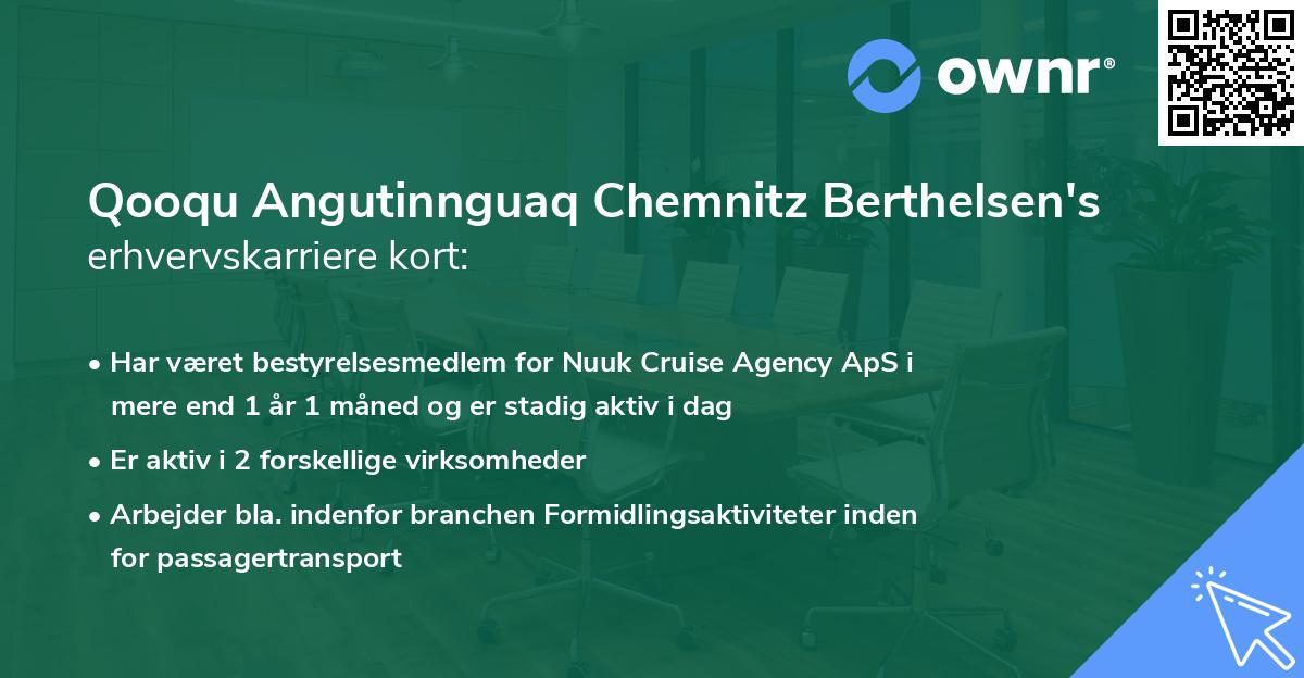 Qooqu Angutinnguaq Chemnitz Berthelsen's erhvervskarriere kort