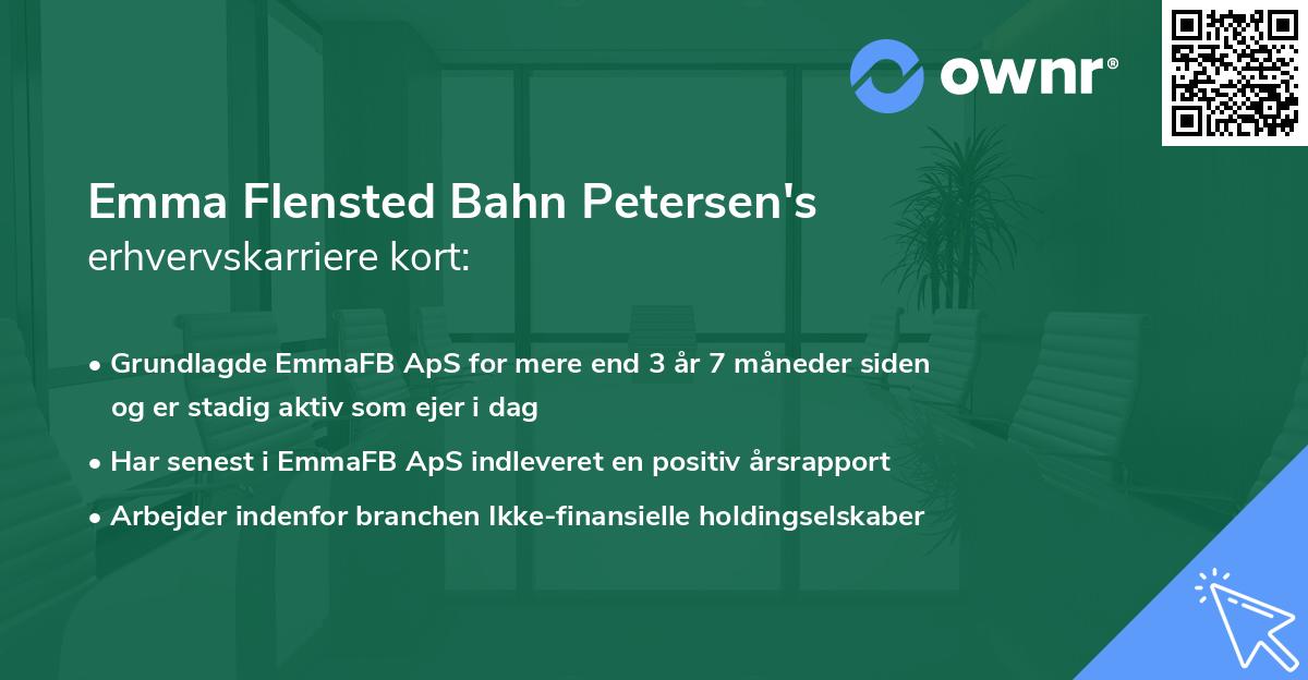 Emma Flensted Bahn Petersen's erhvervskarriere kort