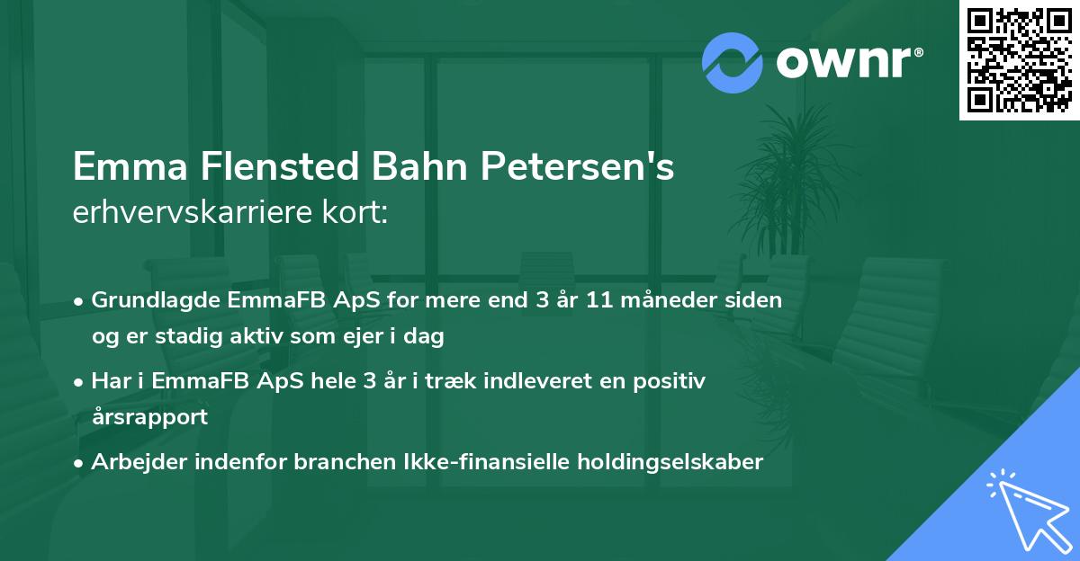 Emma Flensted Bahn Petersen's erhvervskarriere kort