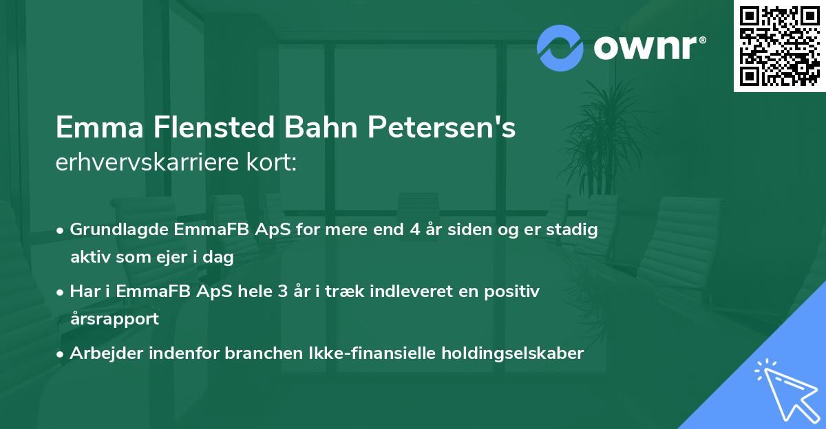 Emma Flensted Bahn Petersen's erhvervskarriere kort