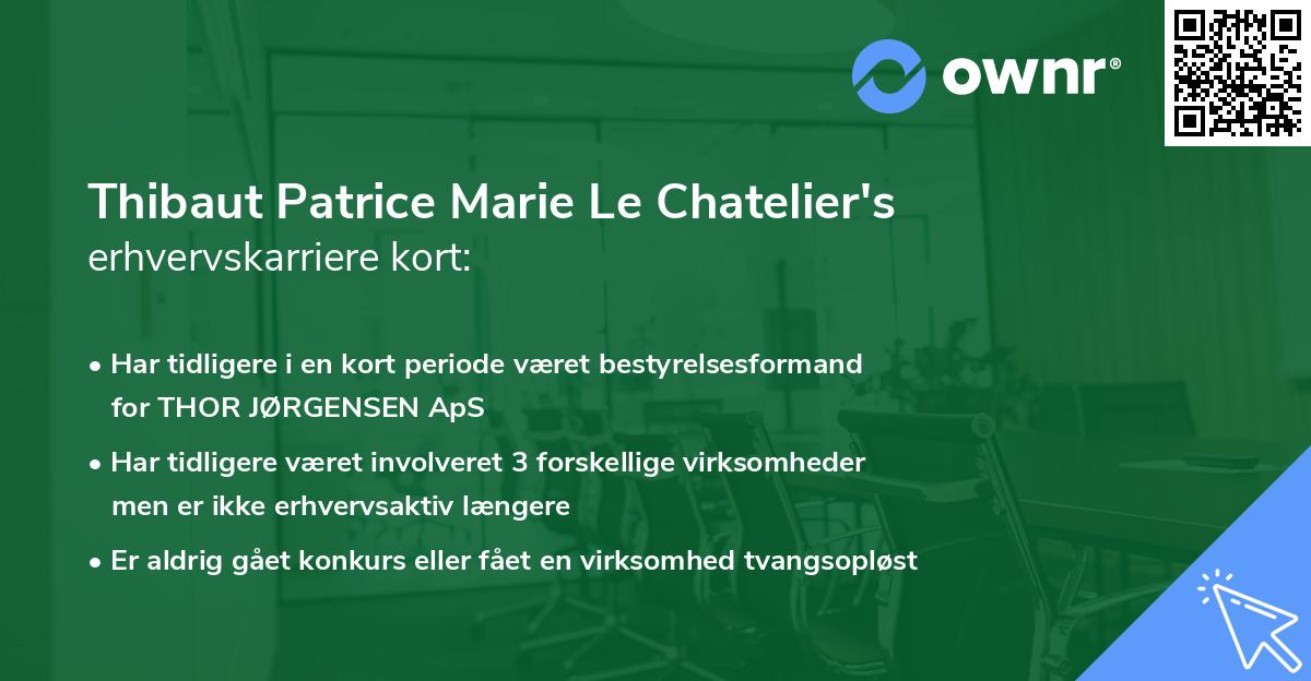 Thibaut Patrice Marie Le Chatelier's erhvervskarriere kort