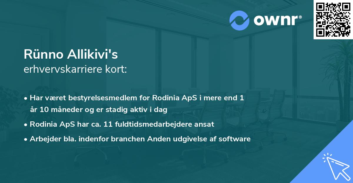 Rünno Allikivi's erhvervskarriere kort