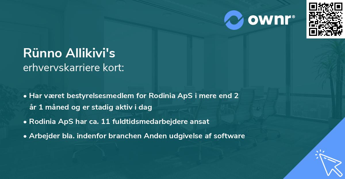Rünno Allikivi's erhvervskarriere kort