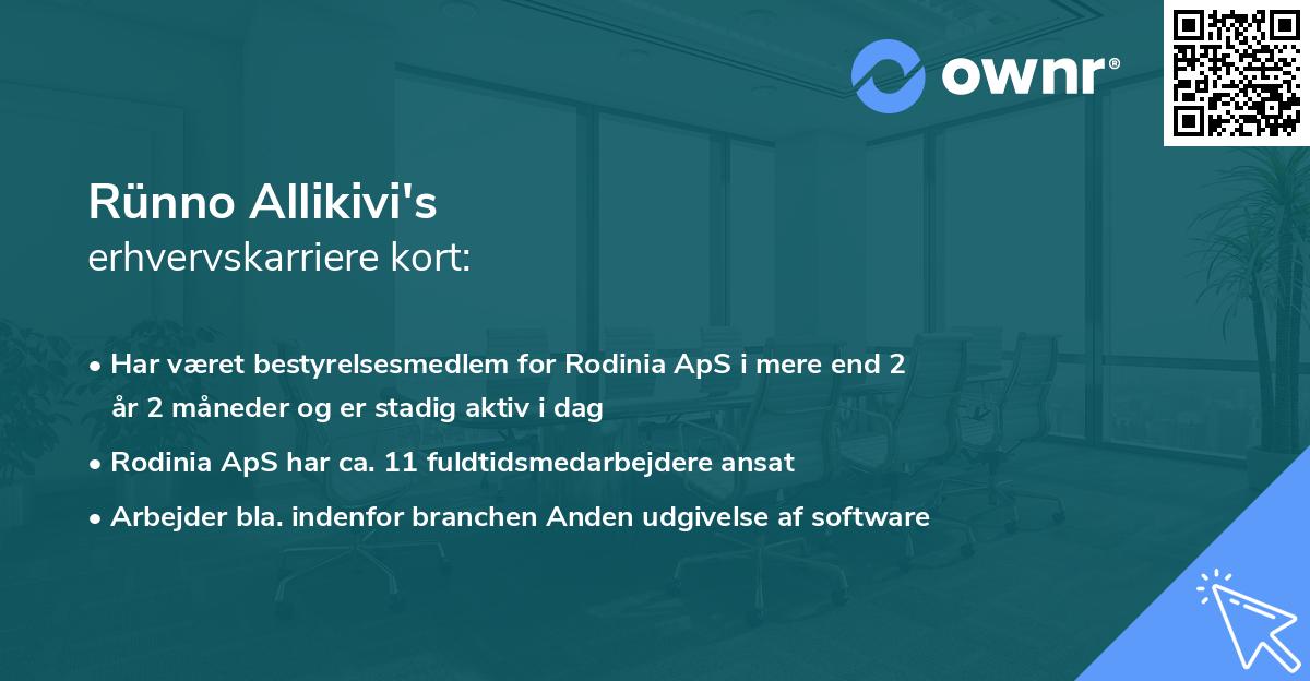 Rünno Allikivi's erhvervskarriere kort