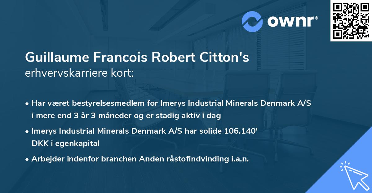 Guillaume Francois Robert Citton's erhvervskarriere kort