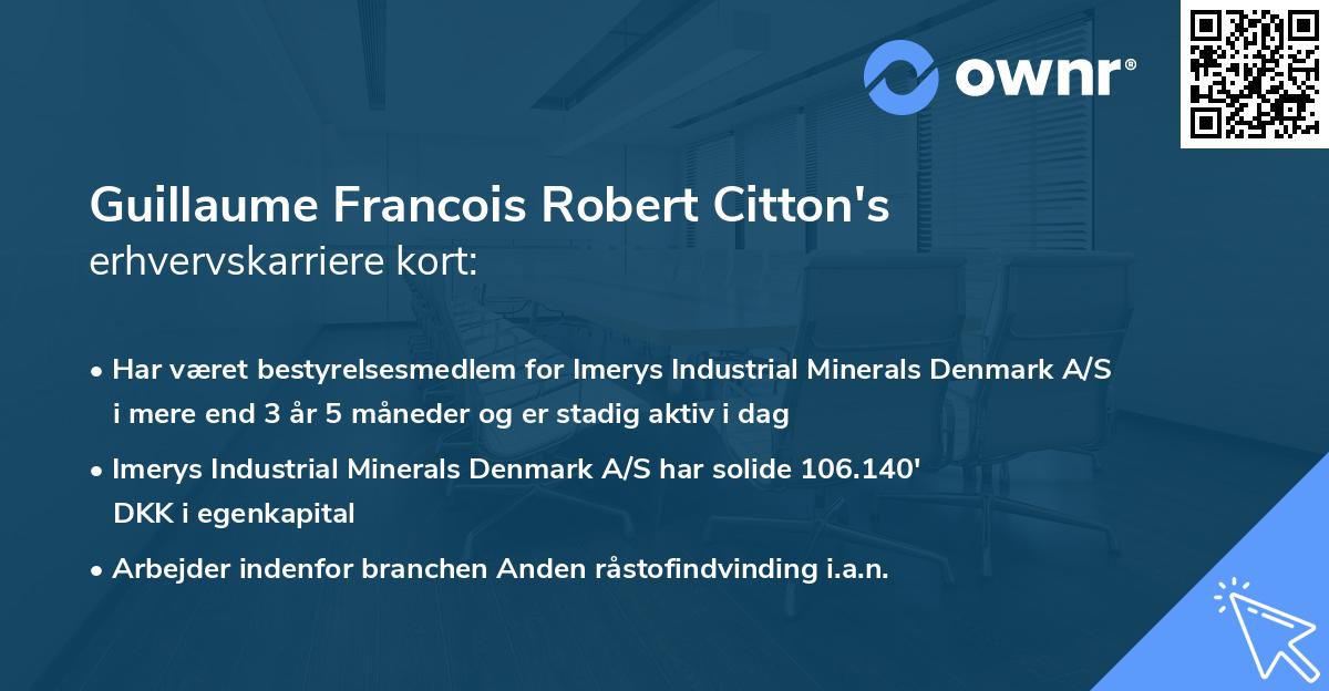 Guillaume Francois Robert Citton's erhvervskarriere kort