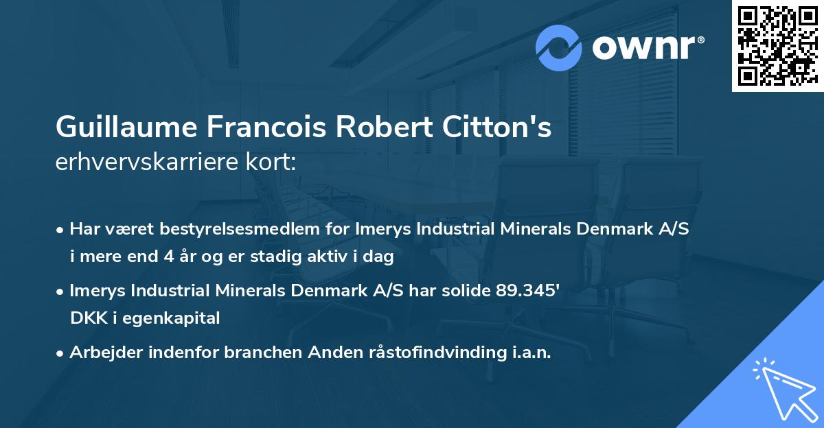 Guillaume Francois Robert Citton's erhvervskarriere kort