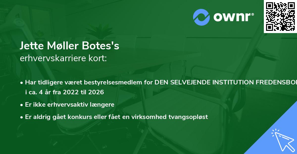 Jette Møller Botes's erhvervskarriere kort