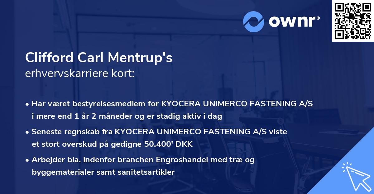 Clifford Carl Mentrup's erhvervskarriere kort
