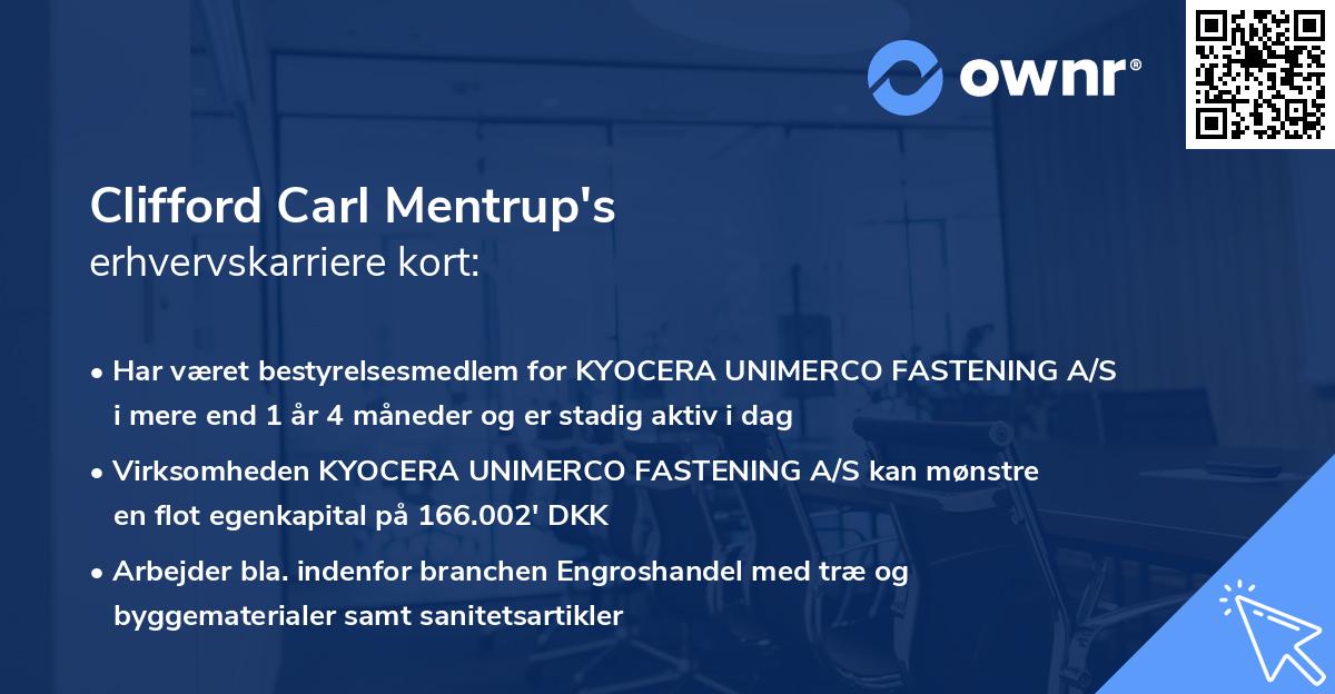 Clifford Carl Mentrup's erhvervskarriere kort