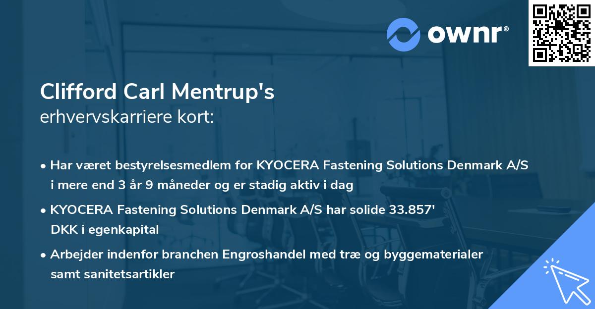 Clifford Carl Mentrup's erhvervskarriere kort