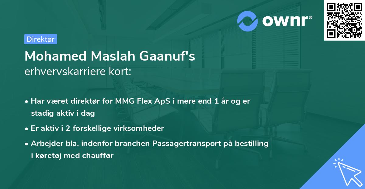 Mohamed Maslah Gaanuf's erhvervskarriere kort