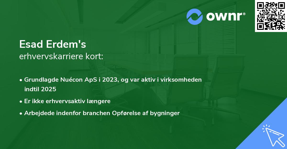 Esad Erdem's erhvervskarriere kort